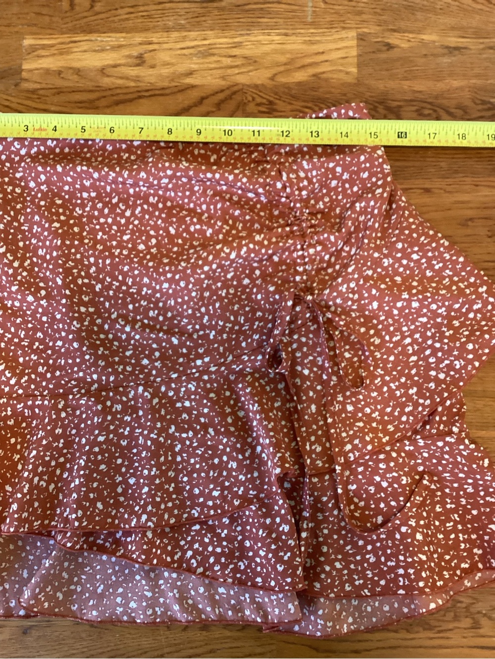 SHEIN Rust Floral Drawstring Ruffle Mini Skirt - Picture 4 of 8